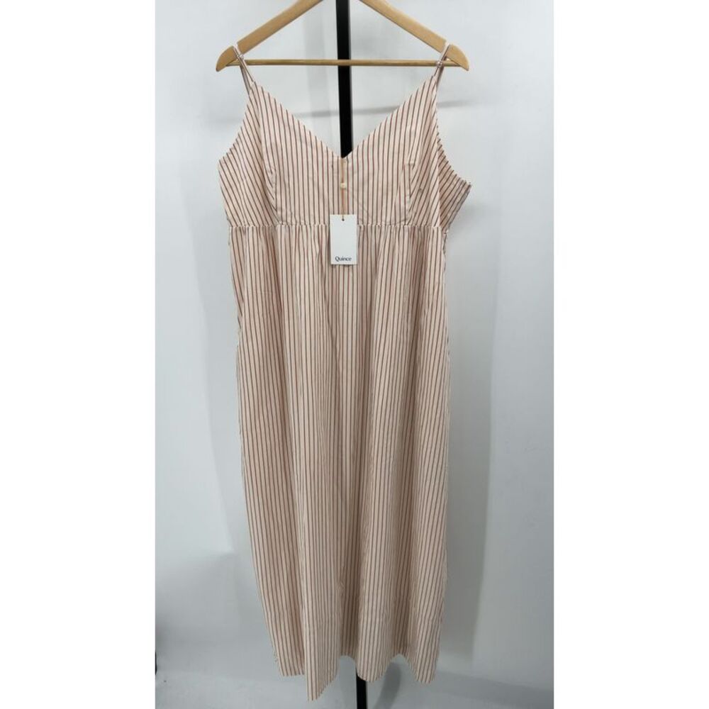 Quince Beige Striped Dress